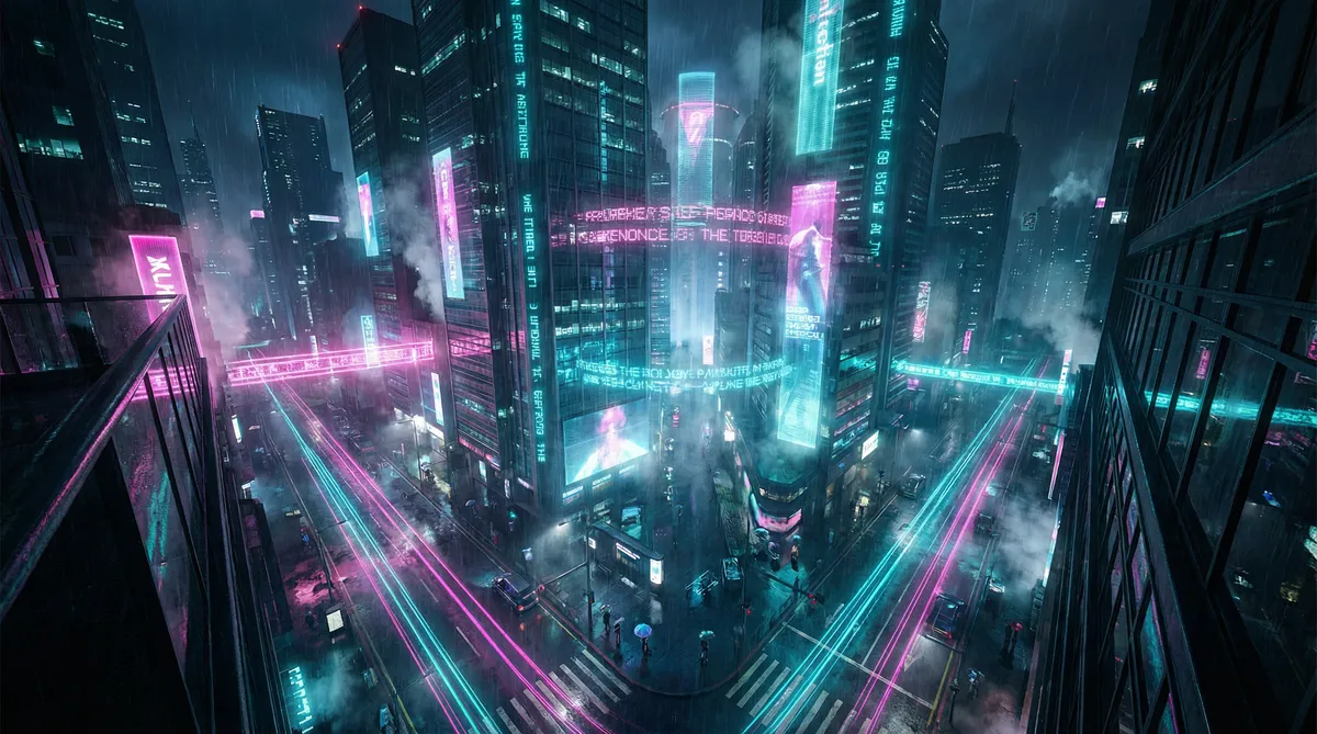 导火线在线观看 竖屏短剧平台首页背景 - 赛博朋克都市夜景